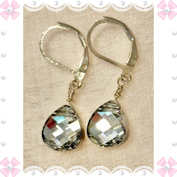 Jewelry - Earrings - sterling silver leverback dangle mirror-back faceted